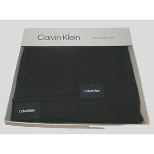 CALVIN KLEIN 2 PC SCARF AND HAT SET~BLACK~OS~MSRP $98